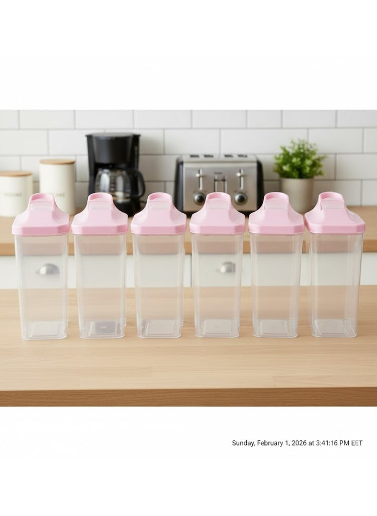 favilla 6-piece plastic spice container set with airtight lids – 250ml capacity – 8 x 5.5 x 12.5cm - Image 1